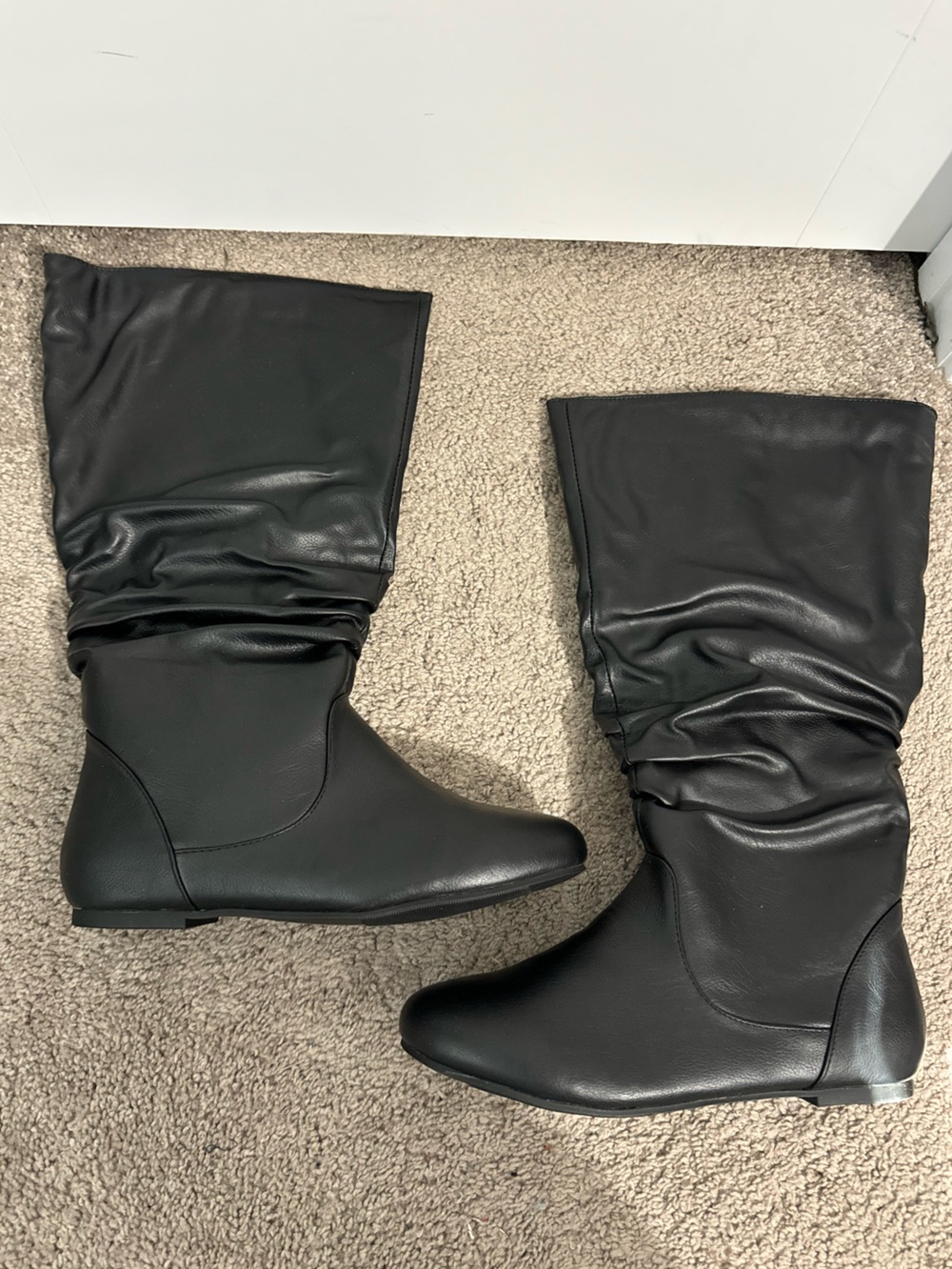 Cool Journee Collection size 11 black faux leather extra wide calf flat boots
